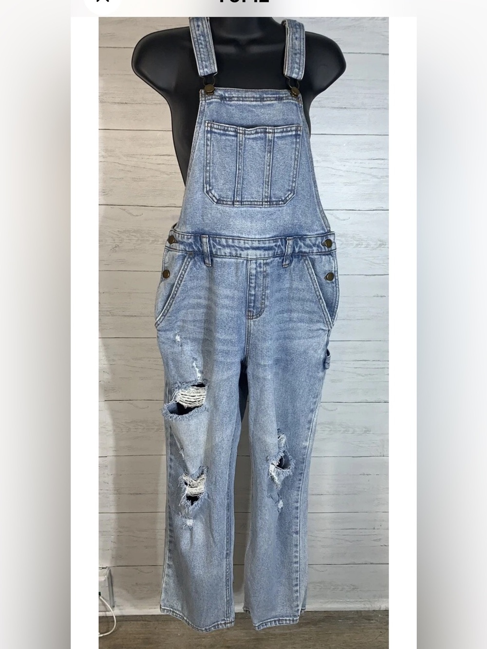 Love Fire light Wash Distressed Denim Overalls - Women Jeans XS